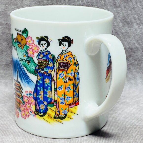 Japan Travel Souvenir Mug 10 oz Iconic Landmarks and Culture Geishas - Picture 6 of 10